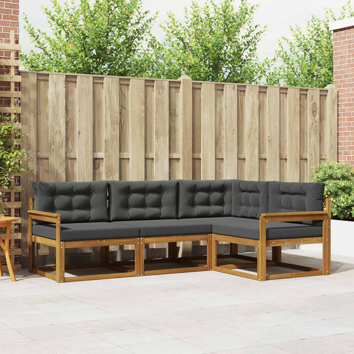 Buiten bankenset met kussen 4 pcs Natuurlijk en Antraciet is nu te koop bij PeponiXL, paradijselijk wonen!