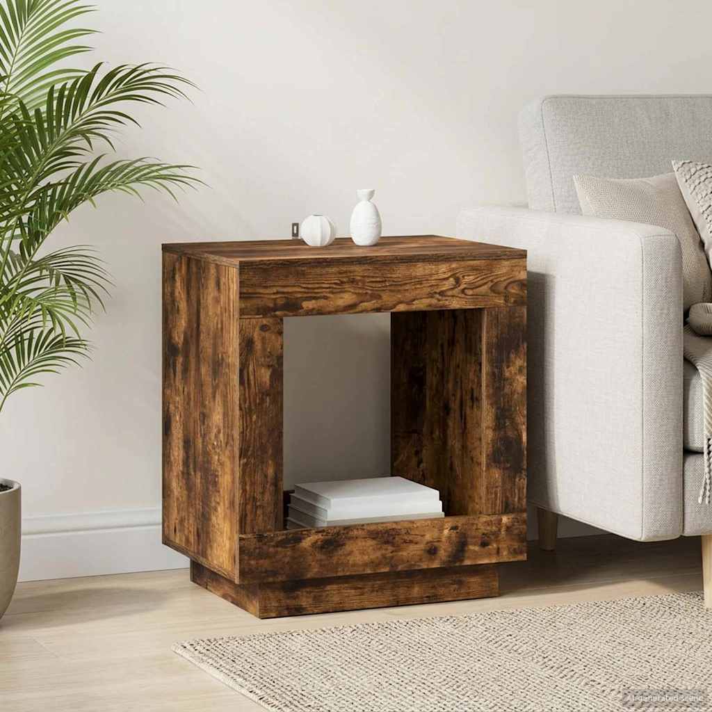 Bijzettafel Gerookt eiken 60 x 40 x 65 cm Bewerkt hout is nu te koop bij PeponiXL, paradijselijk wonen!