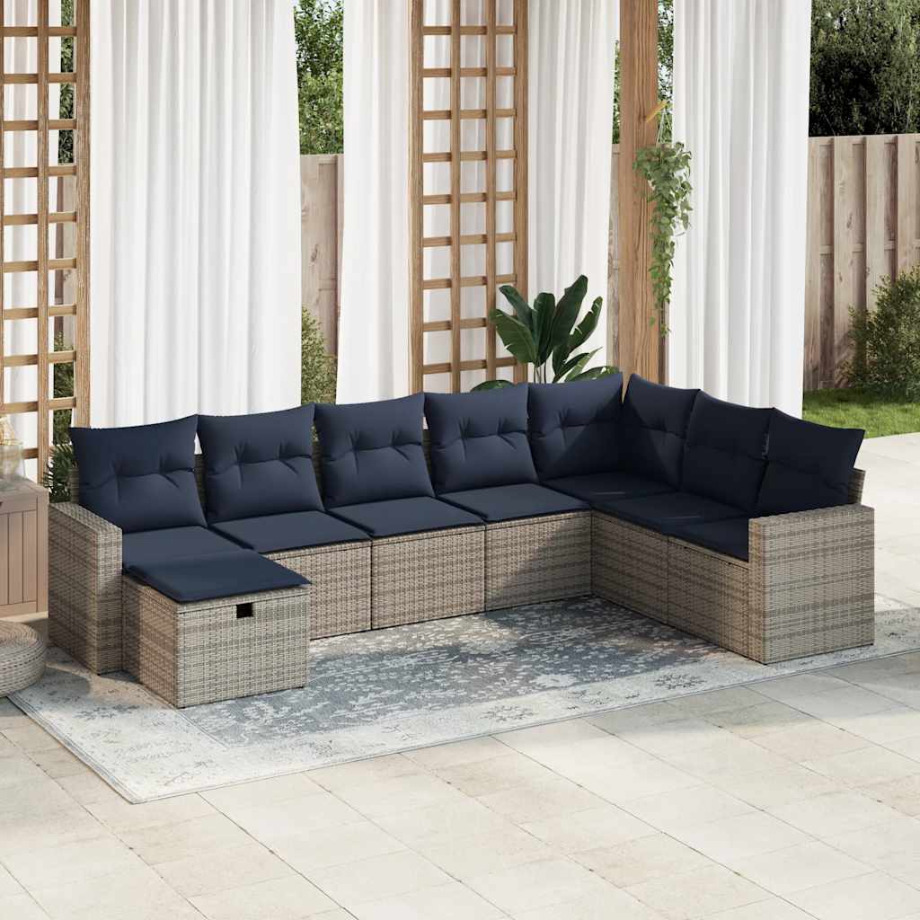 8-delige Loungeset met kussens poly rattan grijs is nu te koop bij PeponiXL, paradijselijk wonen!