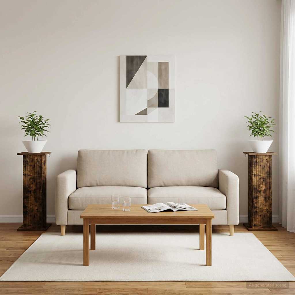 Plantenstandaard 2 pcs Gerookt eiken 30,5 x 30 x 80,5 cm is nu te koop bij PeponiXL, paradijselijk wonen!