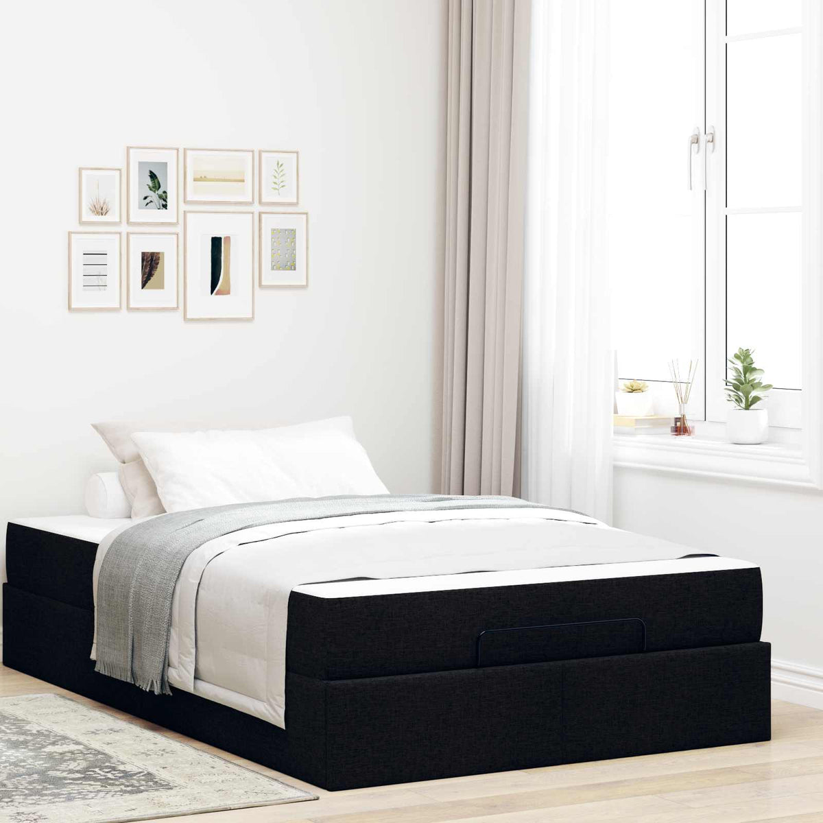 Bedframe met matras 2 pcs Zwart Stof is nu te koop bij PeponiXL, paradijselijk wonen!