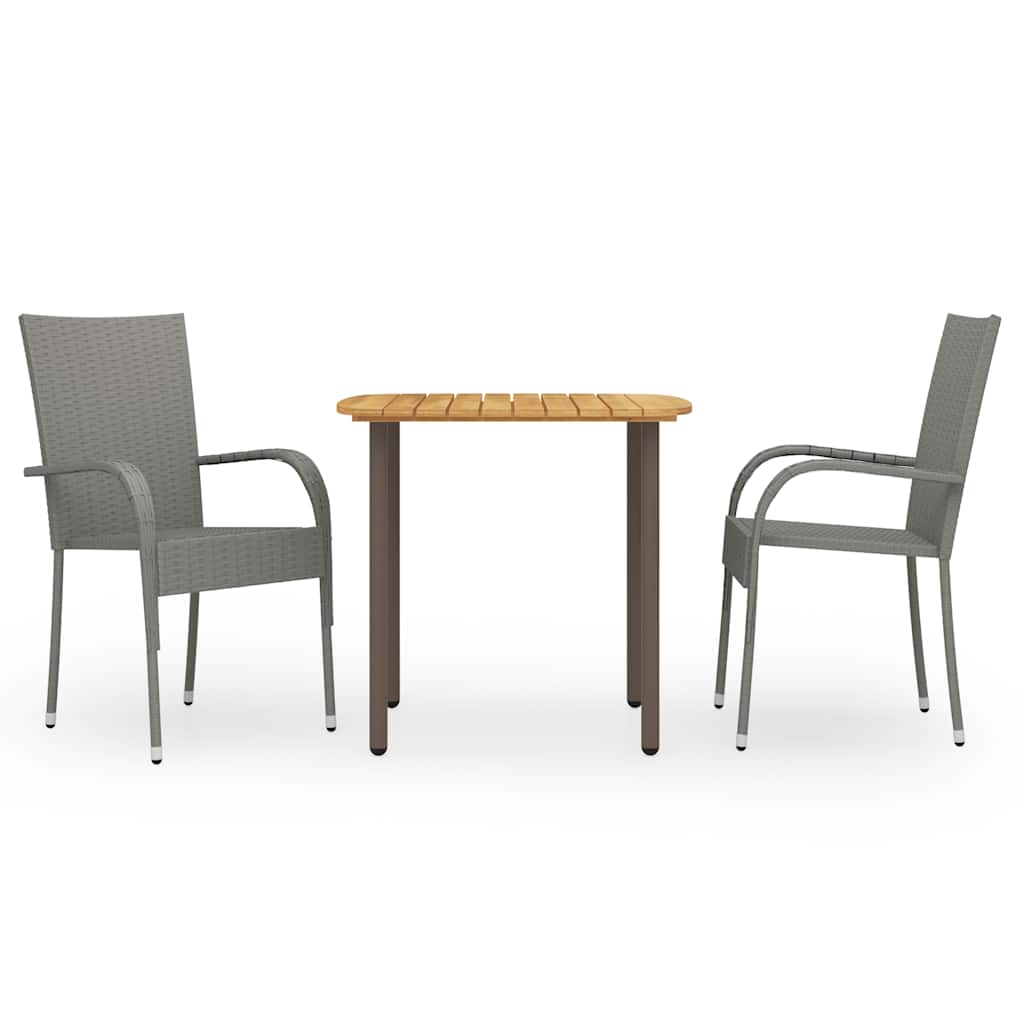3-delige Tuinset poly rattan grijs is nu te koop bij PeponiXL, paradijselijk wonen!