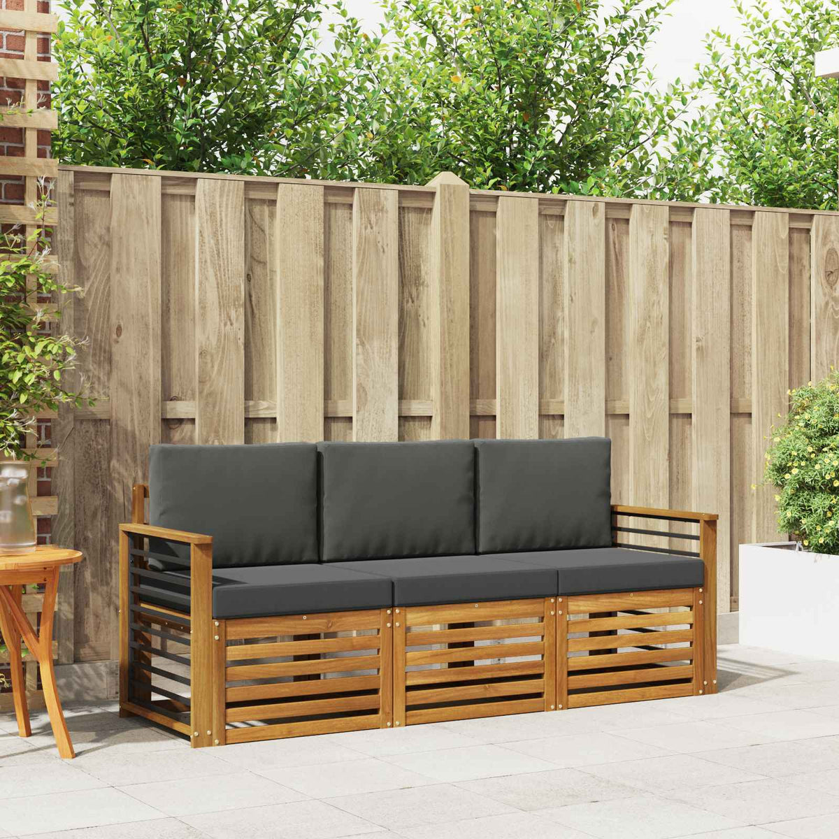 Sofa-Sets 3 pcs Natuurlijk en Antraciet Massief Acaciahout is nu te koop bij PeponiXL, paradijselijk wonen!