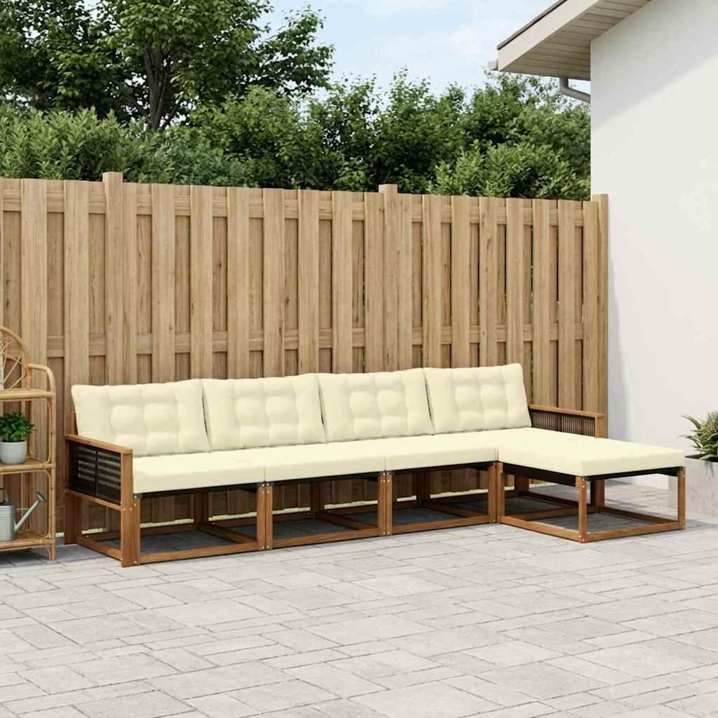 Buiten bankenset met kussen 5 pcs Natuurlijk en Crème is nu te koop bij PeponiXL, paradijselijk wonen!