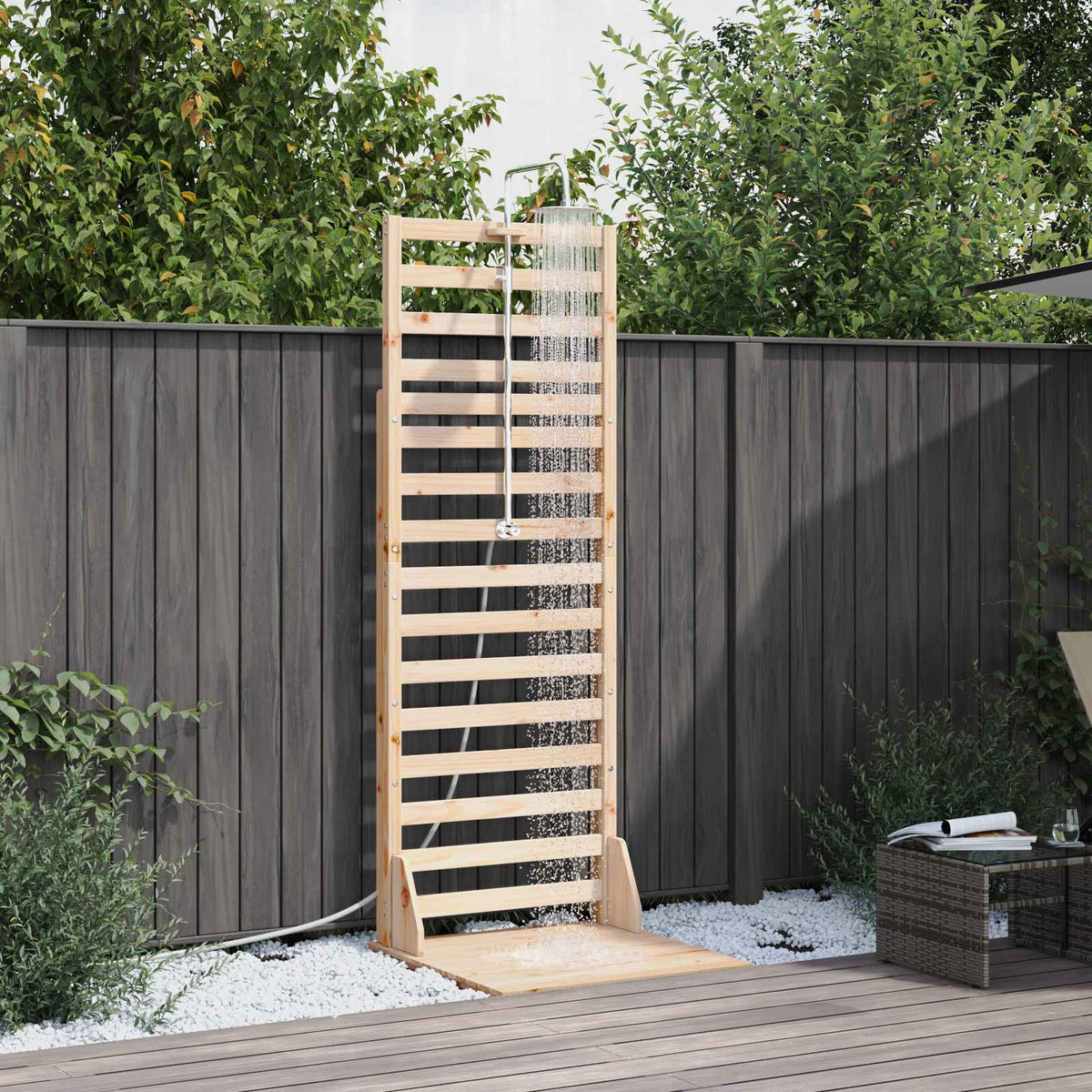 Buitendouche 225 cm Massief grenenhout en roestvrij staal is nu te koop bij PeponiXL, paradijselijk wonen!