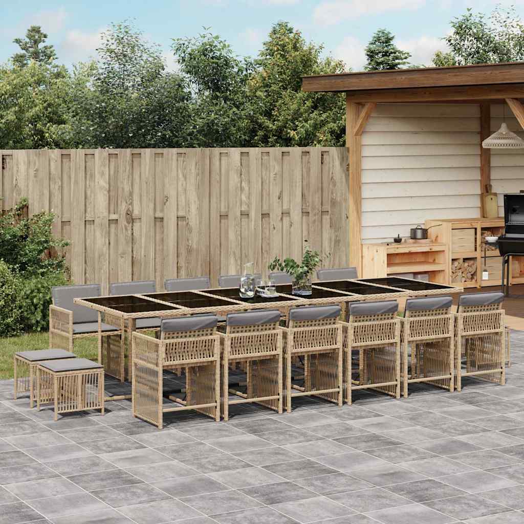 17-delige Tuinset met kussens poly rattan gemengd beige is nu te koop bij PeponiXL, paradijselijk wonen!