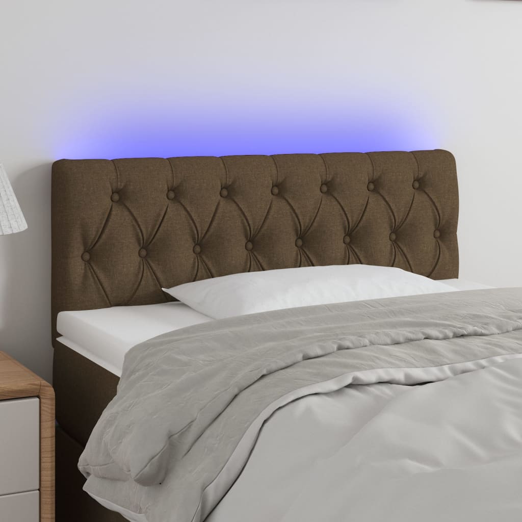 Hoofdbord LED 90x7x78/88 cm stof donkerbruin is nu te koop bij PeponiXL, paradijselijk wonen!