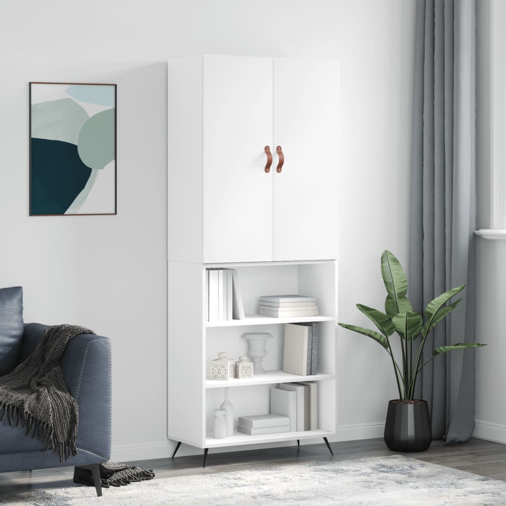 Hoge kast 69,5x34x180 cm bewerkt hout wit is nu te koop bij PeponiXL, paradijselijk wonen!