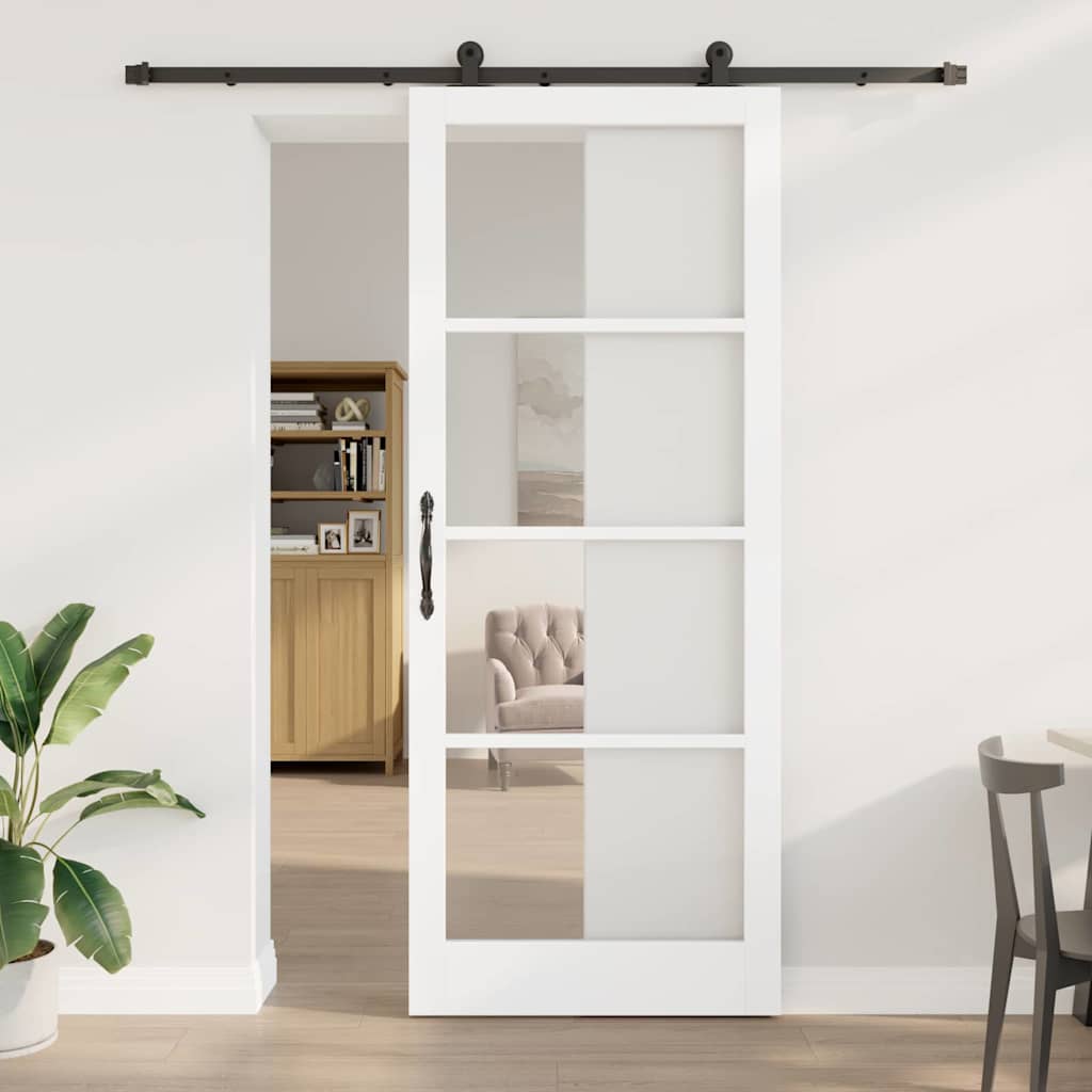 Schuifdeur ORKDAL Wit 93 x 232 cm Massief grenenhout en glas is nu te koop bij PeponiXL, paradijselijk wonen!