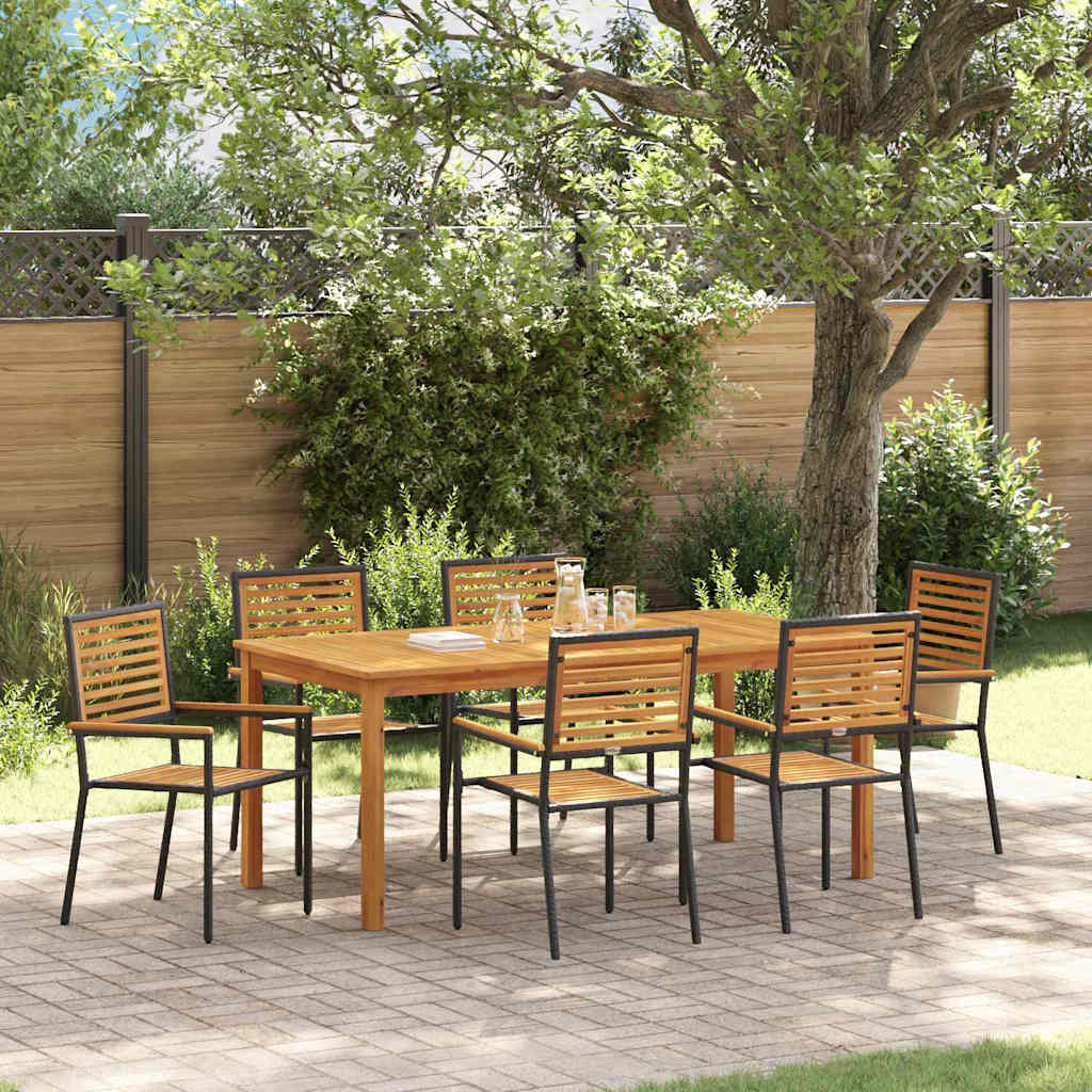 Tuin eettafelset 7 pcs Zwart Massief Acaciahout is nu te koop bij PeponiXL, paradijselijk wonen!