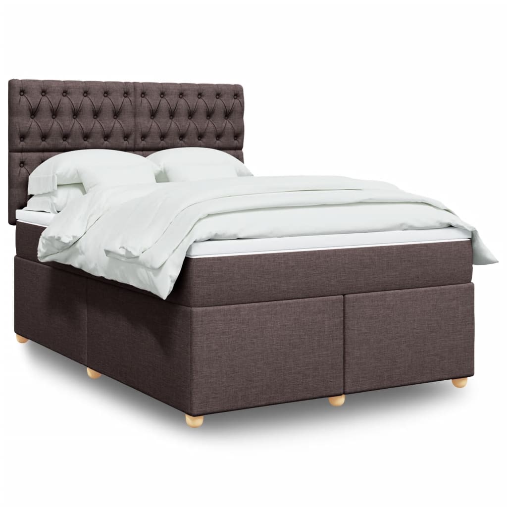 Boxspring met matras stof donkerbruin 140x190 cm is nu te koop bij PeponiXL, paradijselijk wonen!