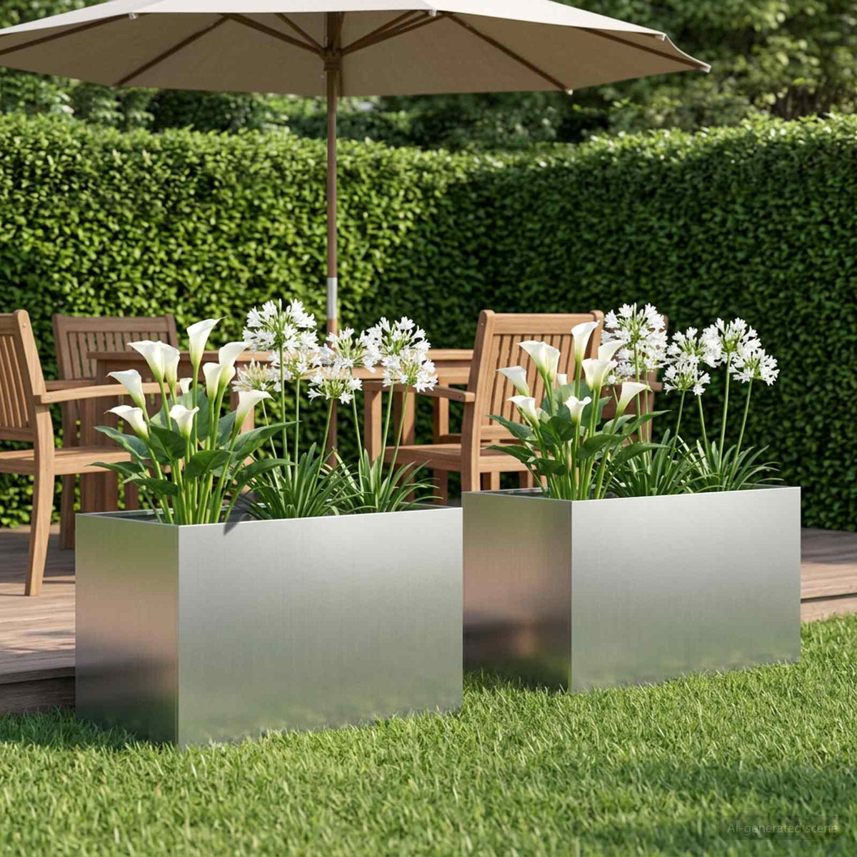 Plantenbak 2 st zilver 50 x 40 x 40 cm Gegalvaniseerd staal is nu te koop bij PeponiXL, paradijselijk wonen!