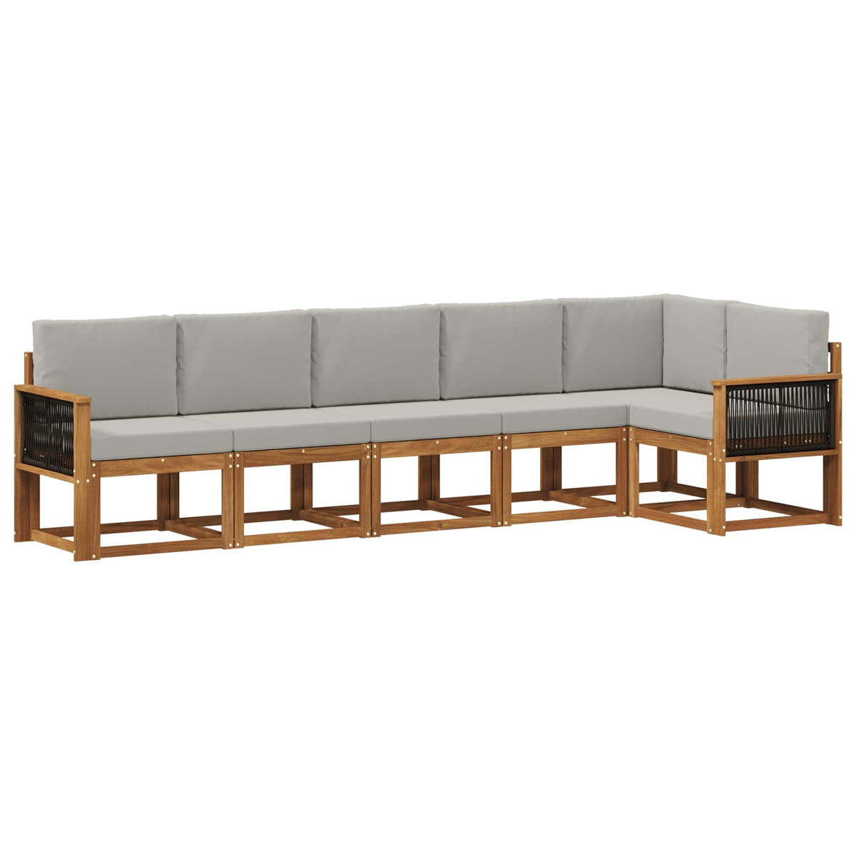 Buiten bankenset 6 pcs Naturel en lichtgrijs Polyester is nu te koop bij PeponiXL, paradijselijk wonen!