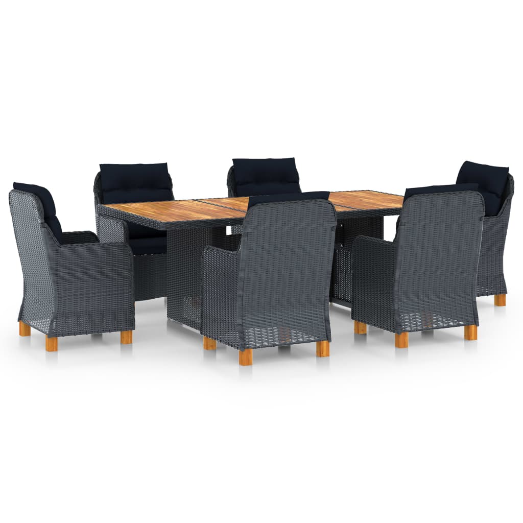 7-delige Tuinset met kussens poly rattan donkergrijs is nu te koop bij PeponiXL, paradijselijk wonen!