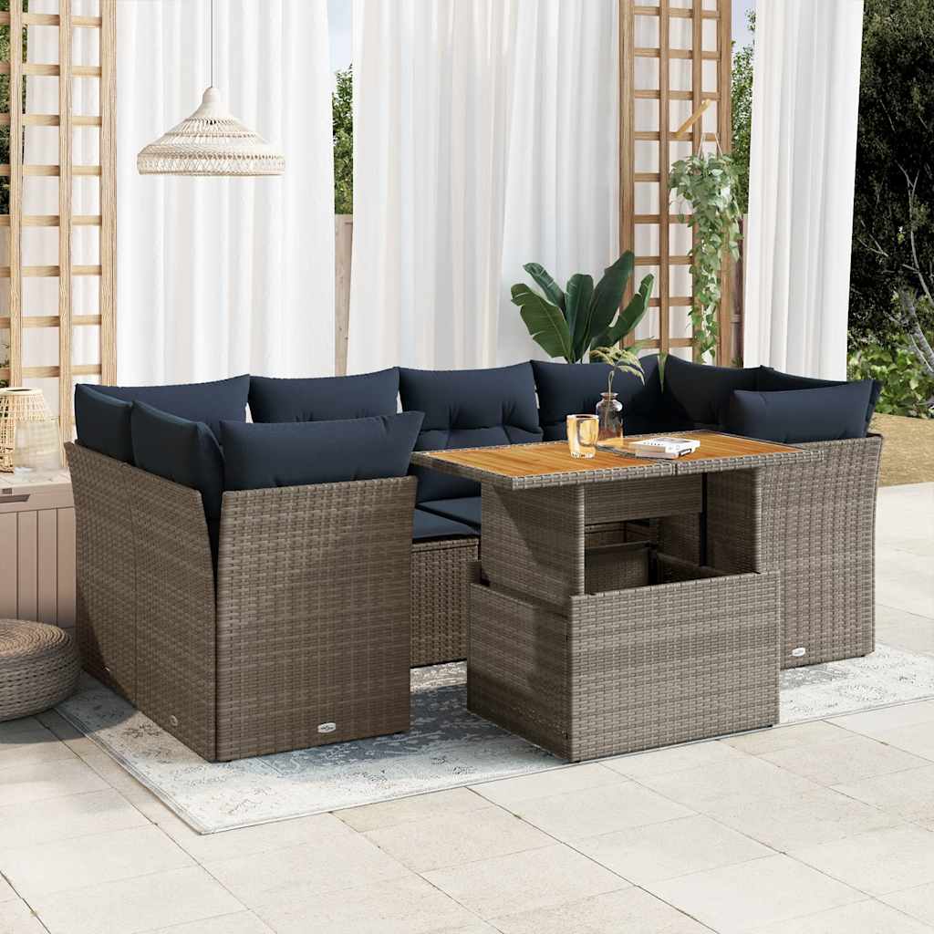 7-delige Loungeset met kussens poly rattan grijs is nu te koop bij PeponiXL, paradijselijk wonen!