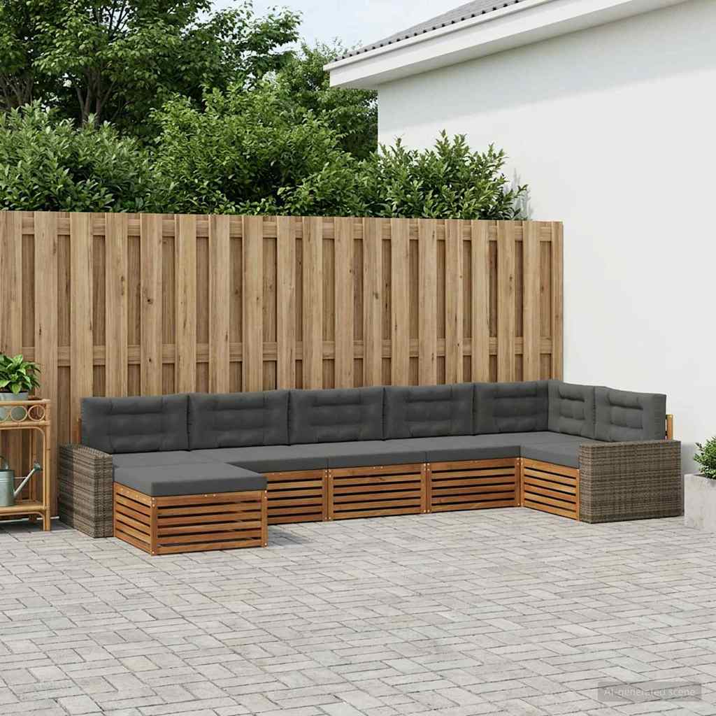 Buiten bankenset met kussen 7 pcs Natuurlijk en Antraciet is nu te koop bij PeponiXL, paradijselijk wonen!