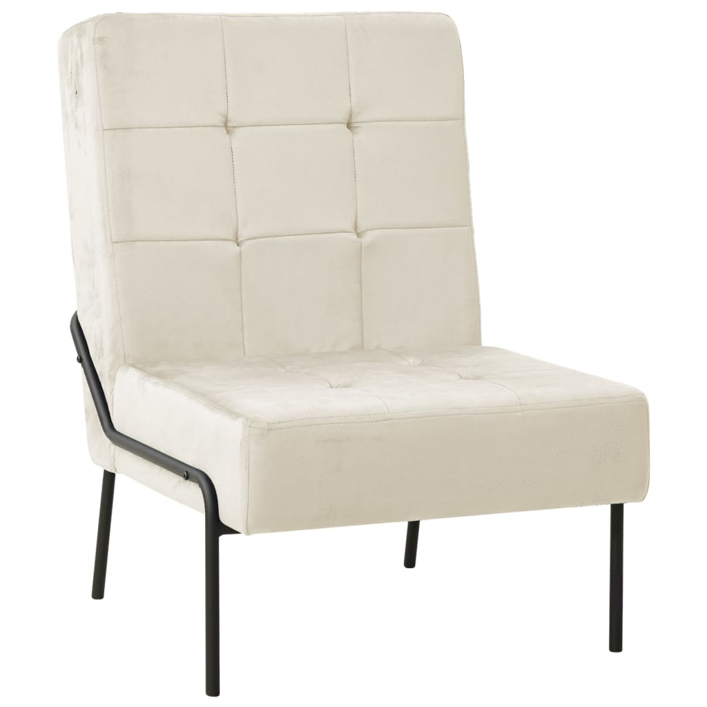 Relaxstoel 65x79x87 cm fluweel crèmewit is nu te koop bij PeponiXL, paradijselijk wonen!