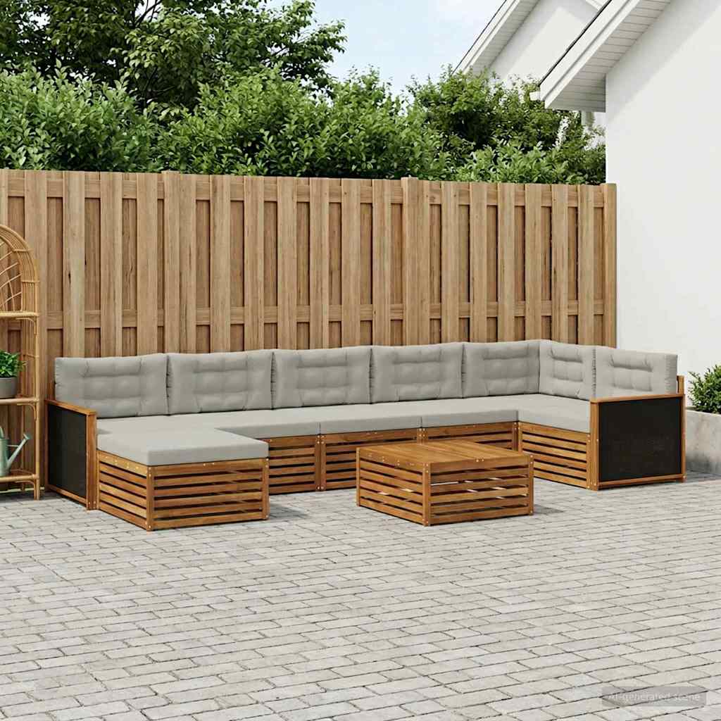 Buiten bankenset met kussen 8 pcs Naturel en lichtgrijs is nu te koop bij PeponiXL, paradijselijk wonen!