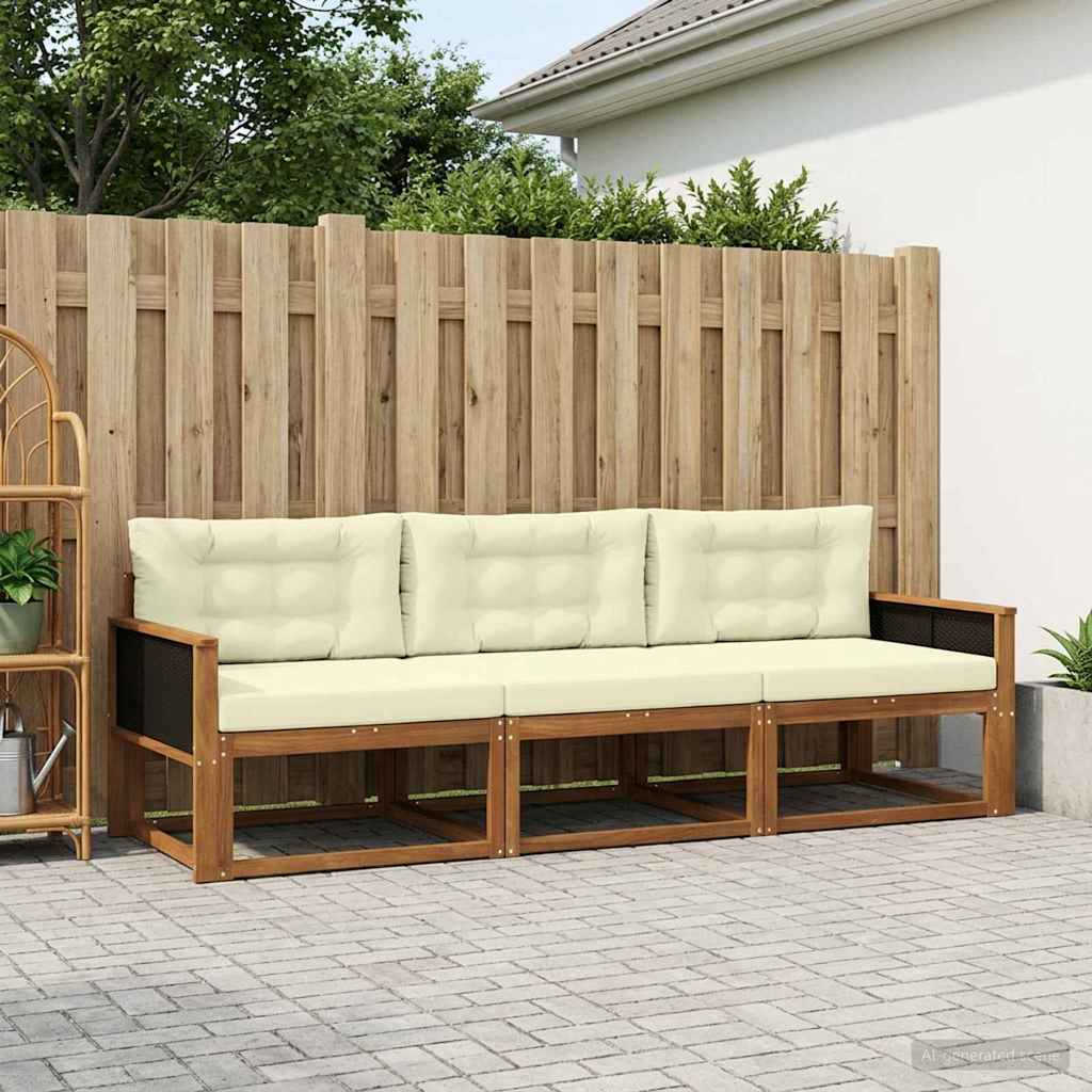Buiten bankenset met kussen 3 pcs Natuurlijk en Crème is nu te koop bij PeponiXL, paradijselijk wonen!
