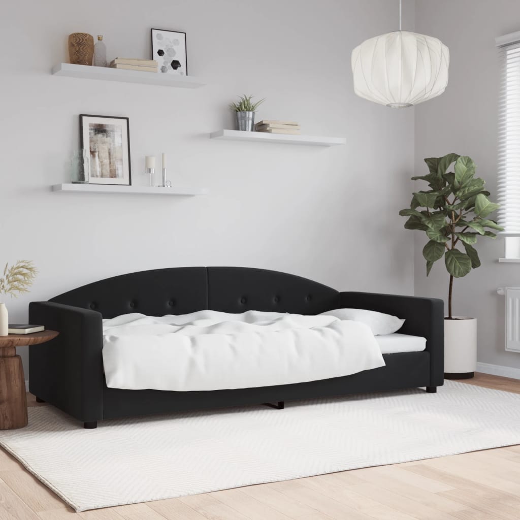 Slaapbank 90x200 cm fluweel zwart is nu te koop bij PeponiXL, paradijselijk wonen!