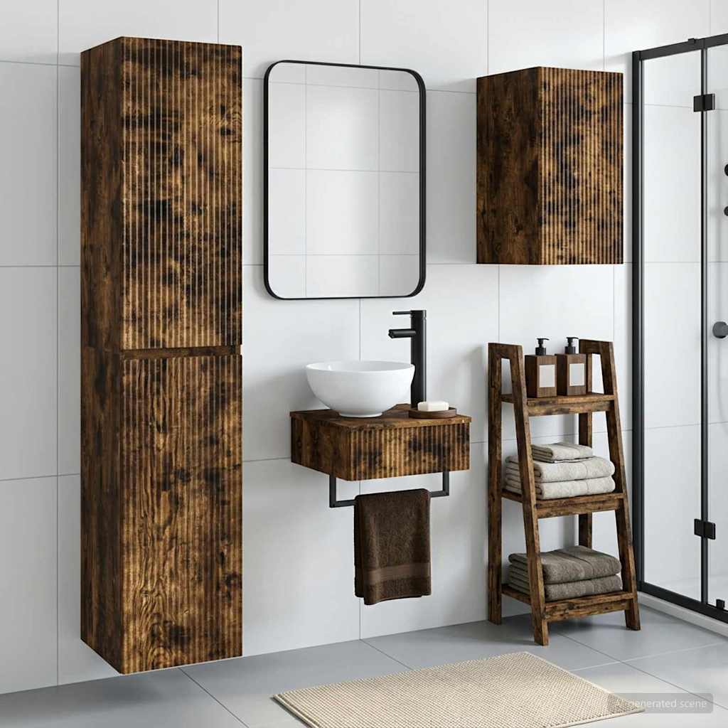 Badkamermeubelset 3 st Gerookt eiken 33 x 34,5 x 160 cm is nu te koop bij PeponiXL, paradijselijk wonen!