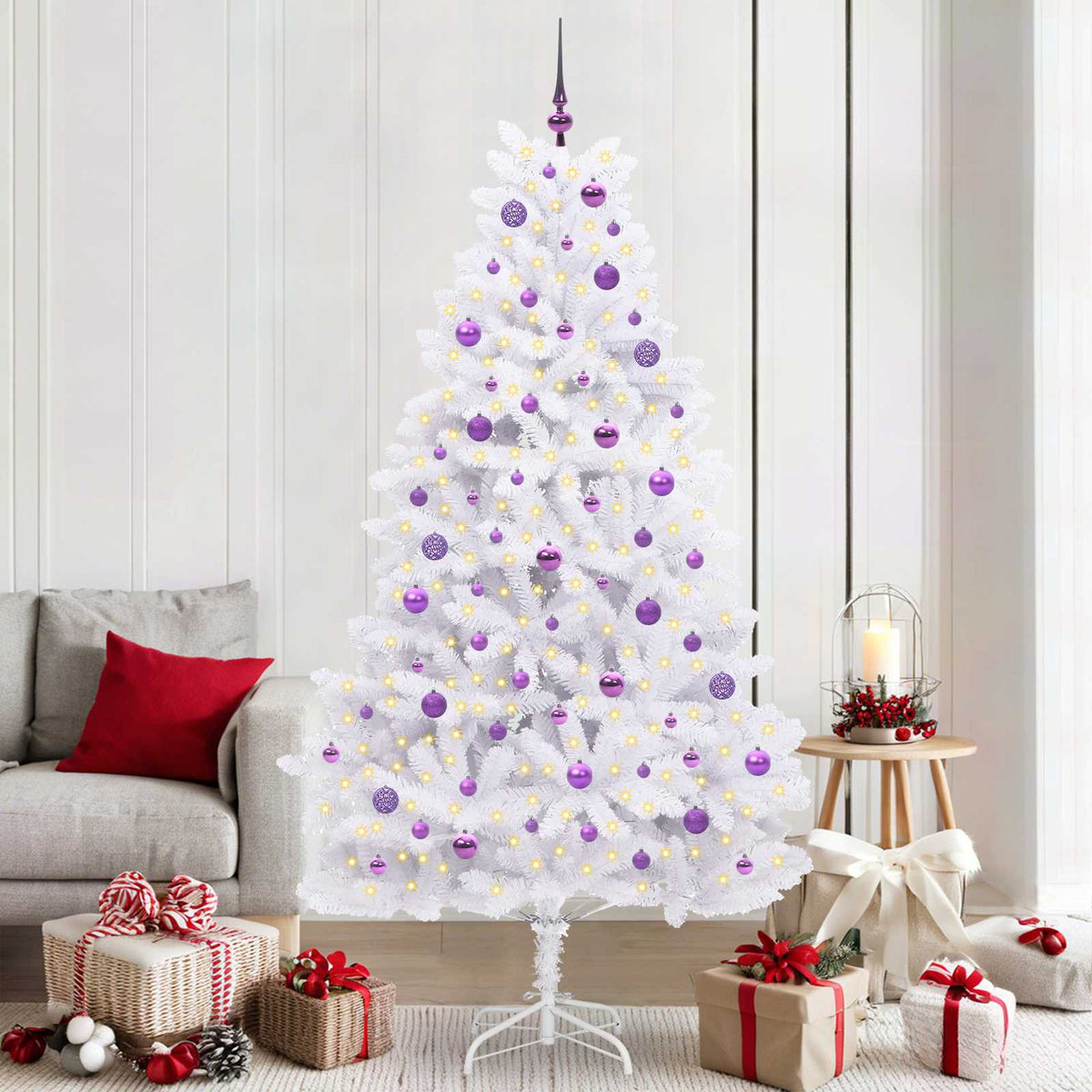 Kunstmatige Inklapbare Kerstboom Wit 210 cm PVC en staal is nu te koop bij PeponiXL, paradijselijk wonen!