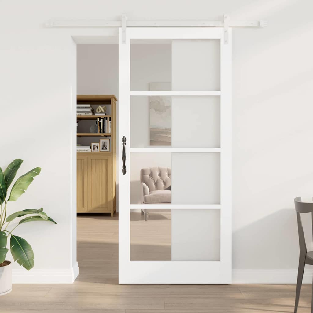 Schuifdeur ORKDAL Wit 93 x 211 cm Massief grenenhout en glas is nu te koop bij PeponiXL, paradijselijk wonen!
