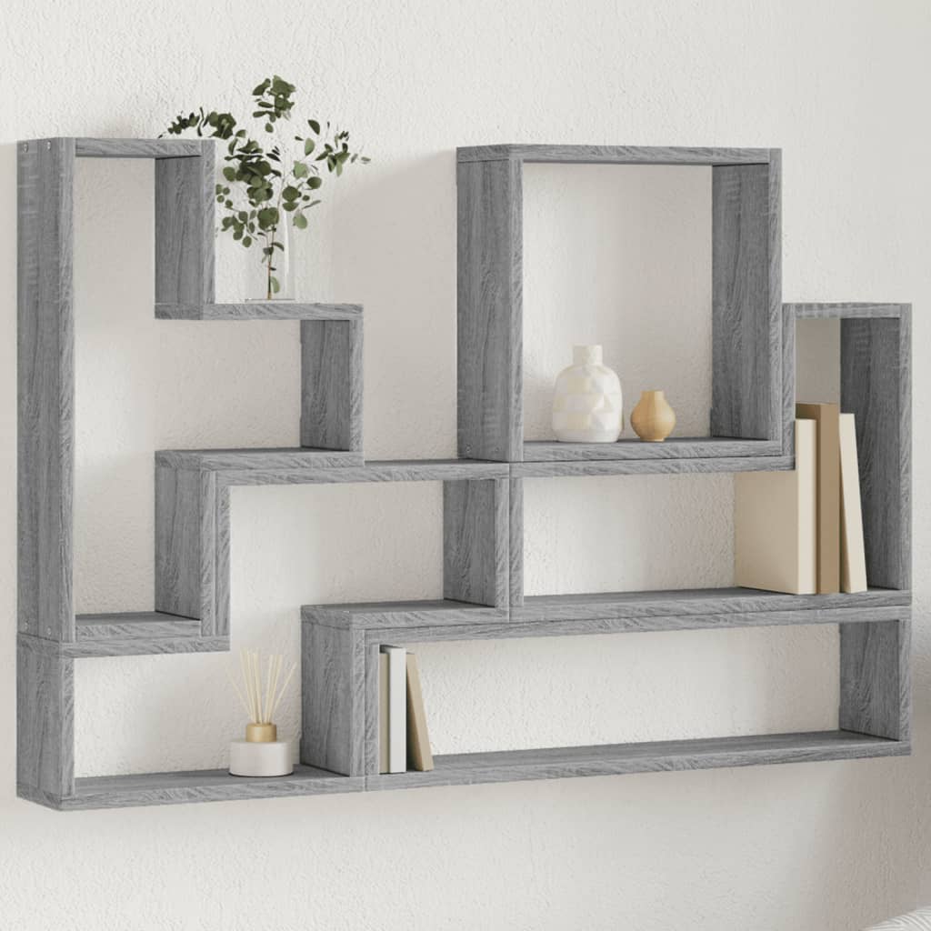 Wandschap 96x12x64 cm bewerkt hout grijs sonoma eikenkleurig is nu te koop bij PeponiXL, paradijselijk wonen!