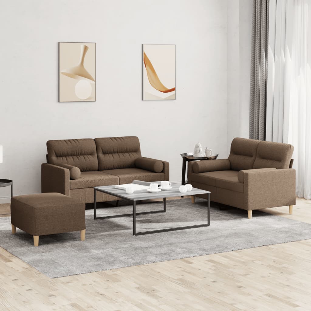 3-delige Loungeset met kussens stof bruin is nu te koop bij PeponiXL, paradijselijk wonen!