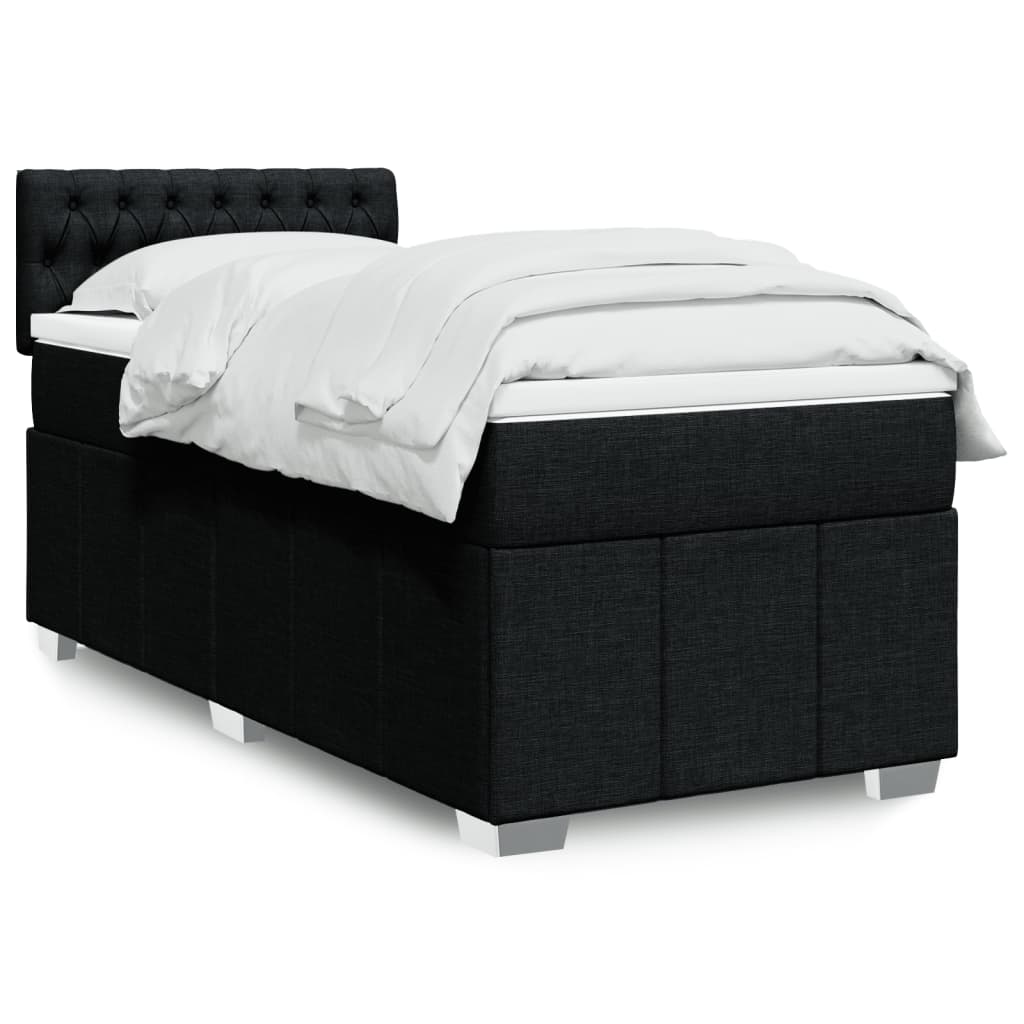 Boxspring met matras stof zwart 90x200 cm is nu te koop bij PeponiXL, paradijselijk wonen!
