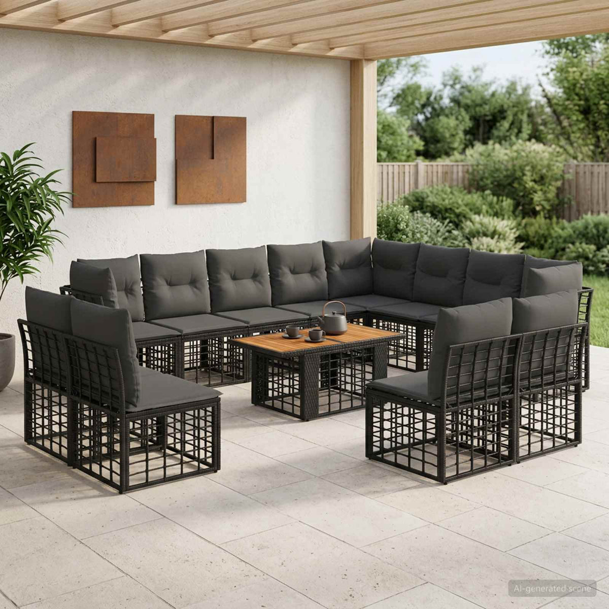 Tuinbankenset 13 st Zwart en Donkergrijs poly rattan is nu te koop bij PeponiXL, paradijselijk wonen!