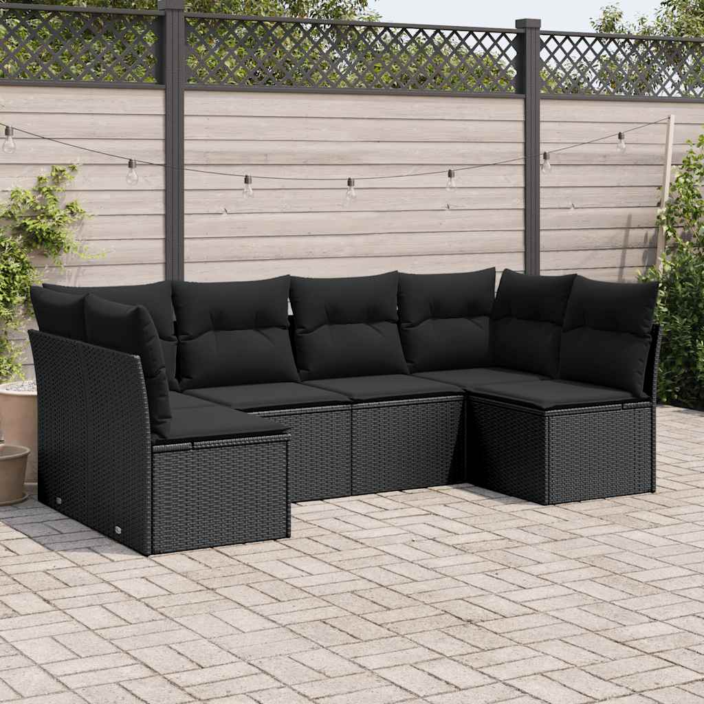 6-delige Loungeset met kussens poly rattan zwart is nu te koop bij PeponiXL, paradijselijk wonen!