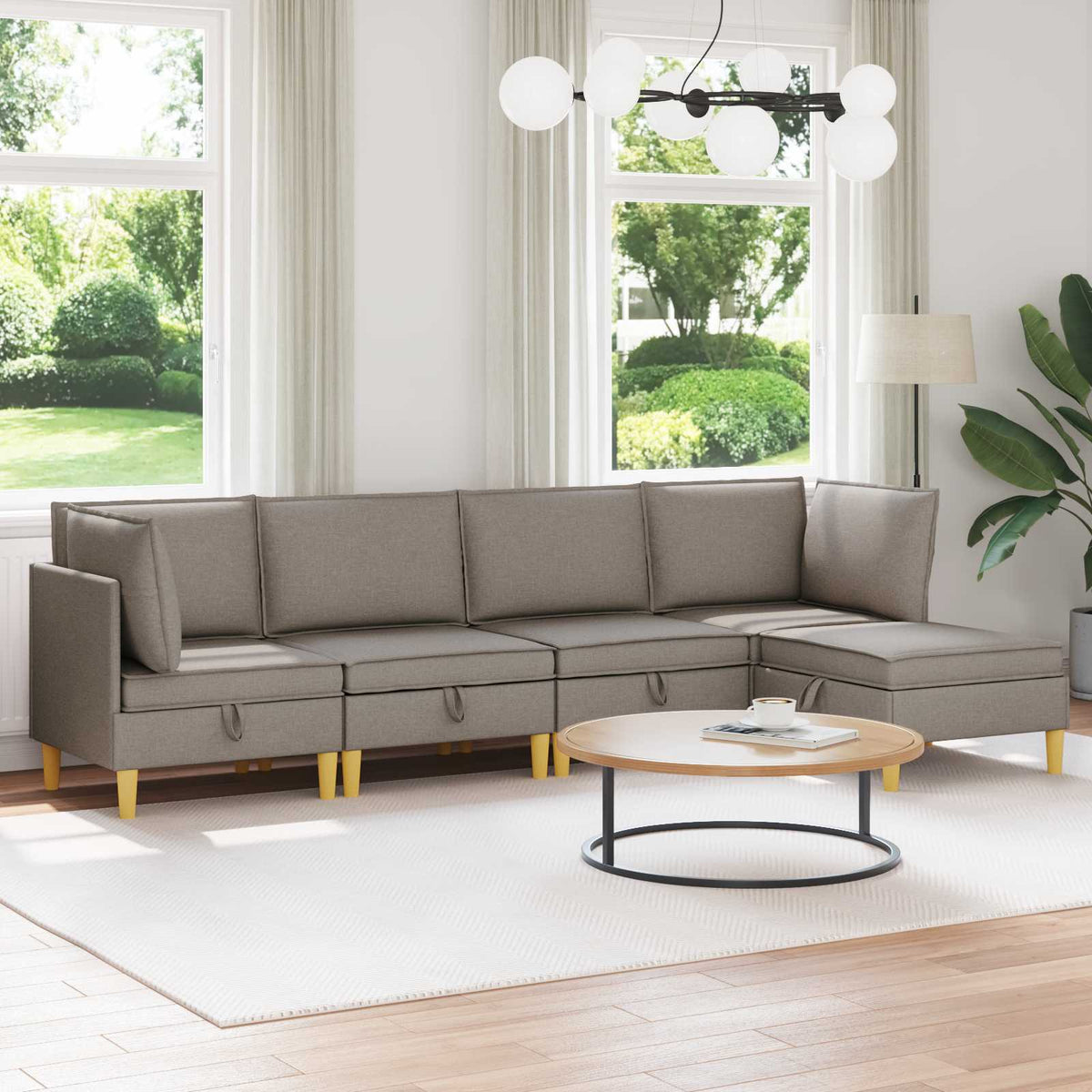 Woonkamer Meubelset met kussen met opslag 5 pcs Taupe Stof is nu te koop bij PeponiXL, paradijselijk wonen!