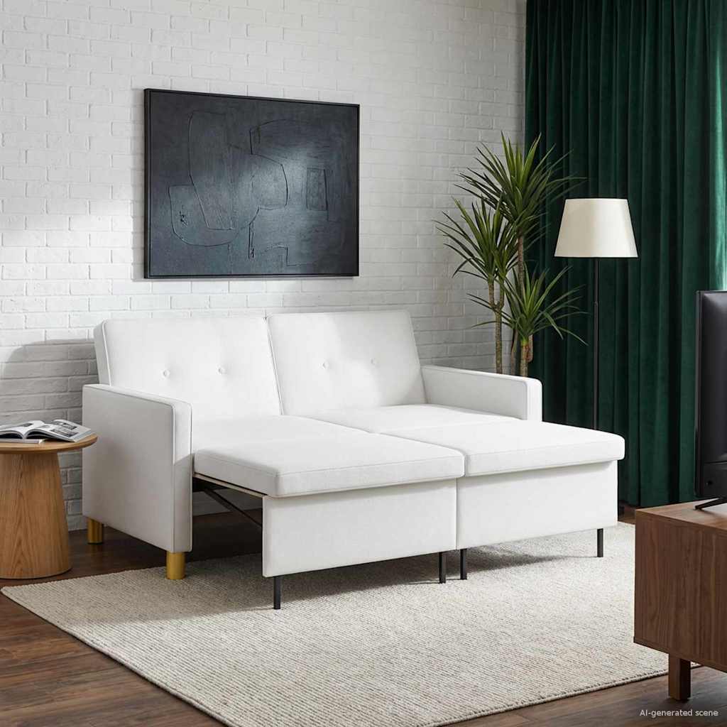 Uittrekbare Slaapbank Wit Stof is nu te koop bij PeponiXL, paradijselijk wonen!