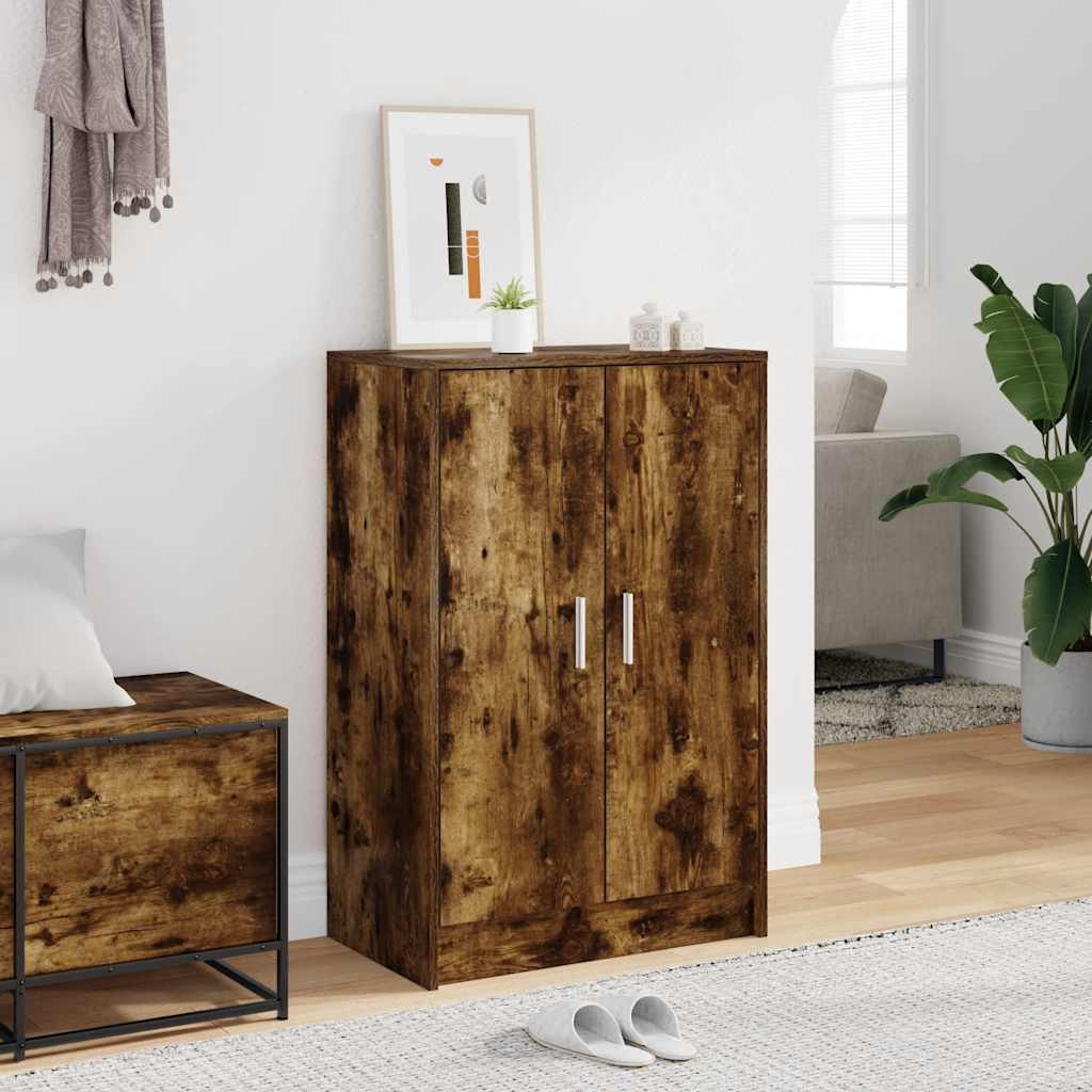 Schoenenkast 60x35x92 cm bewerkt hout gerookt eikenkleurig is nu te koop bij PeponiXL, paradijselijk wonen!