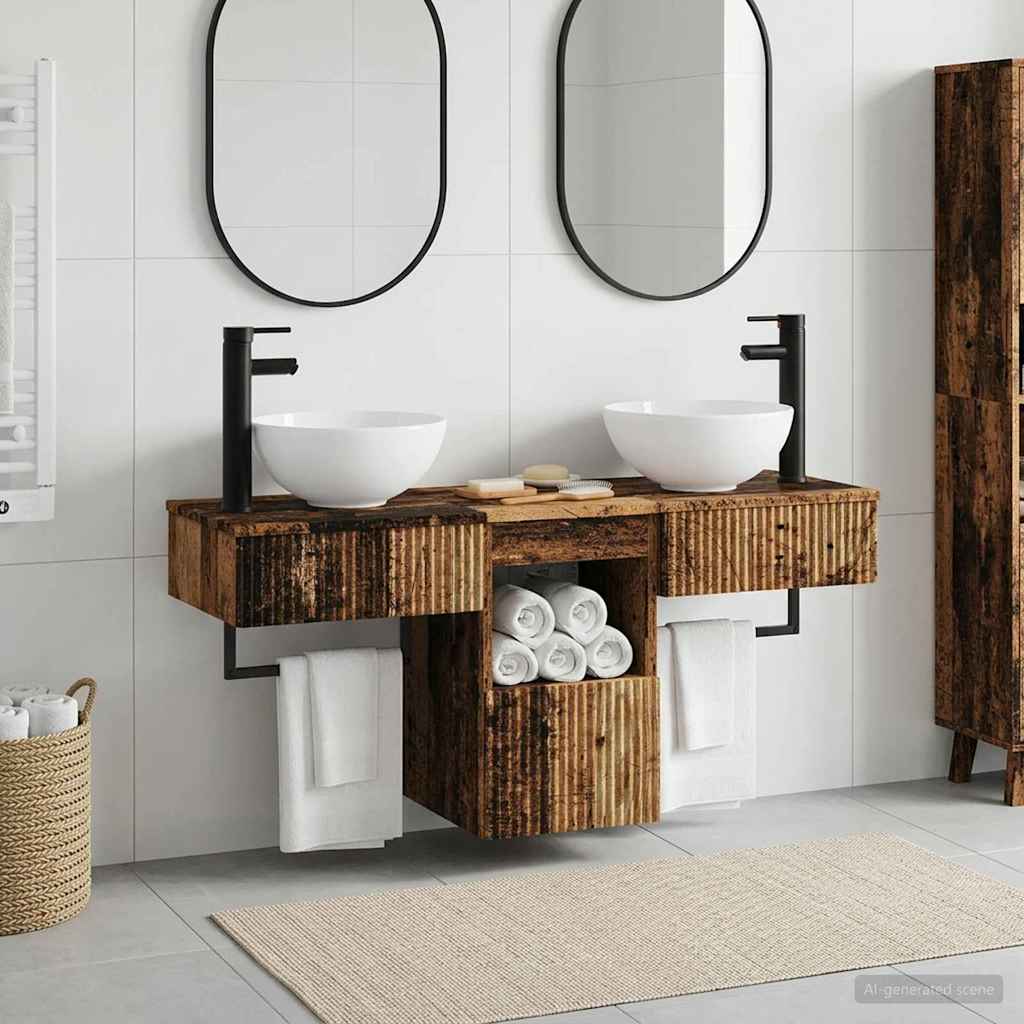 Badkamermeubelset 3 st Oud hout Bewerkt hout is nu te koop bij PeponiXL, paradijselijk wonen!