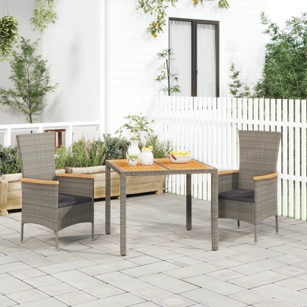 3-delige Tuinset met kussens poly rattan grijs is nu te koop bij PeponiXL, paradijselijk wonen!