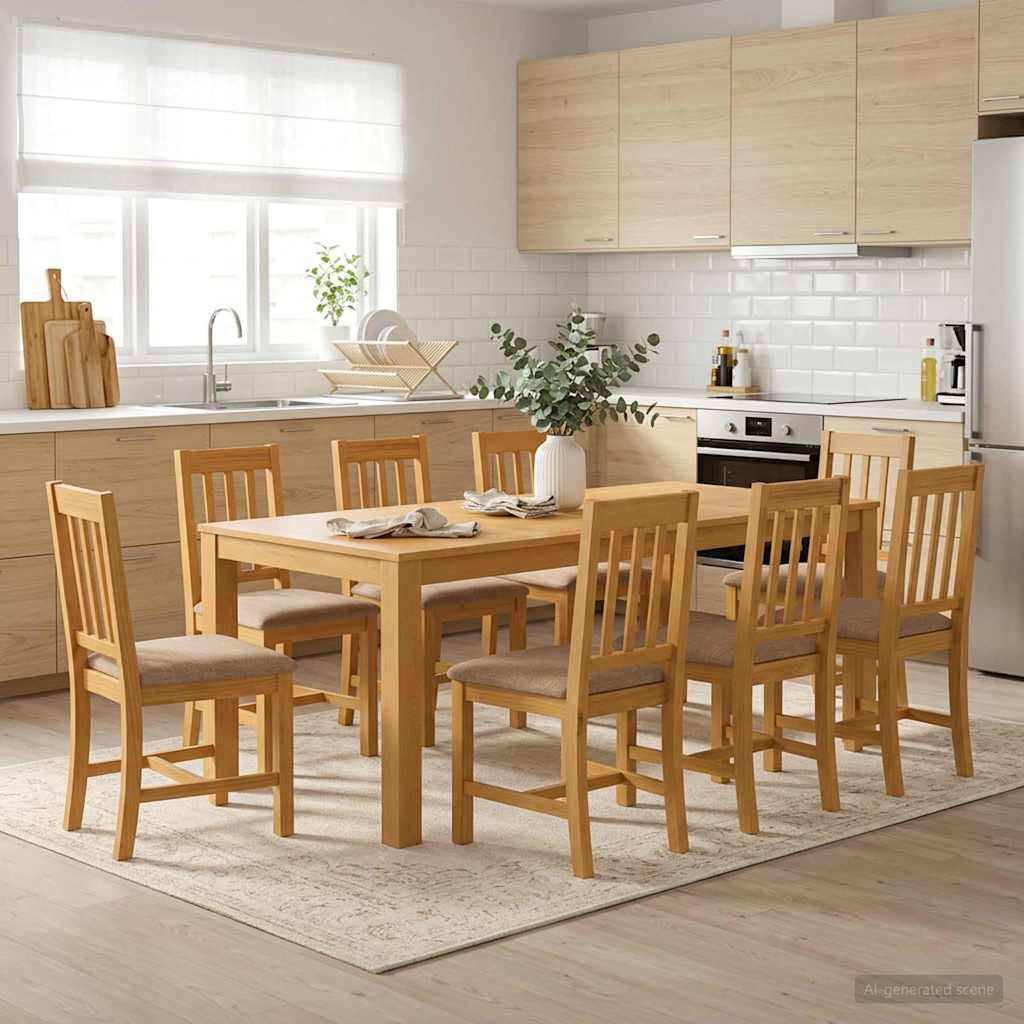 Eettafel 200 x 100 x 75 cm Massief Eikenhout Naturel is nu te koop bij PeponiXL, paradijselijk wonen!