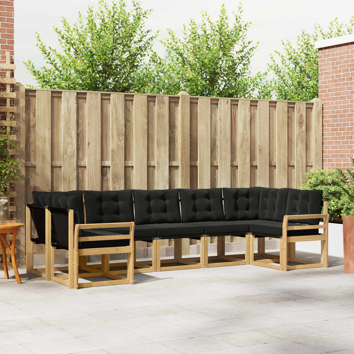 Buiten bankenset met kussen 7 pcs Wit en zwart is nu te koop bij PeponiXL, paradijselijk wonen!