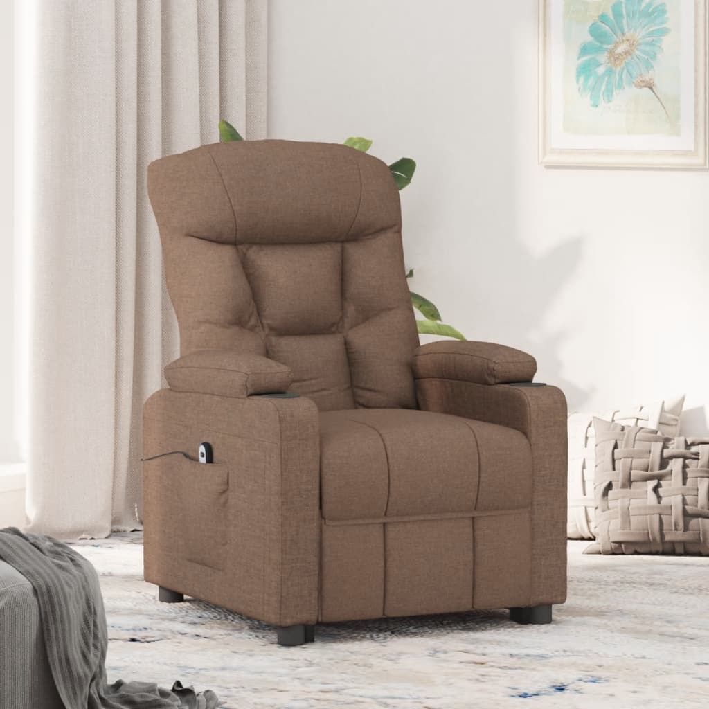 Fauteuil verstelbaar elektrisch stof bruin is nu te koop bij PeponiXL, paradijselijk wonen!