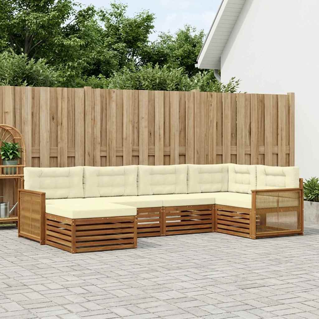 Buiten bankenset met kussen 6 pcs Natuurlijk en Crème is nu te koop bij PeponiXL, paradijselijk wonen!