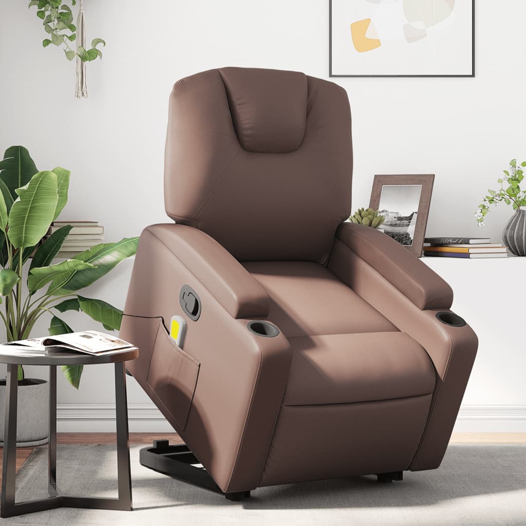 Sta-op-massagestoel verstelbaar kunstleer bruin is nu te koop bij PeponiXL, paradijselijk wonen!