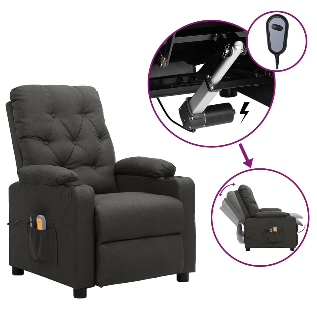 Massagestoel elektrisch stof donkergrijs is nu te koop bij PeponiXL, paradijselijk wonen!
