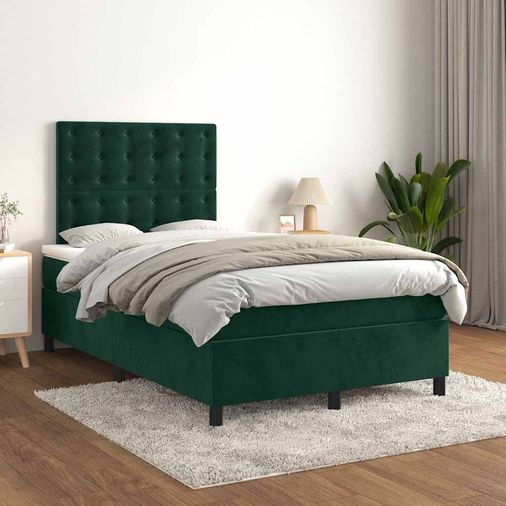 Boxspring met matras fluweel donkergroen 120x200 cm is nu te koop bij PeponiXL, paradijselijk wonen!