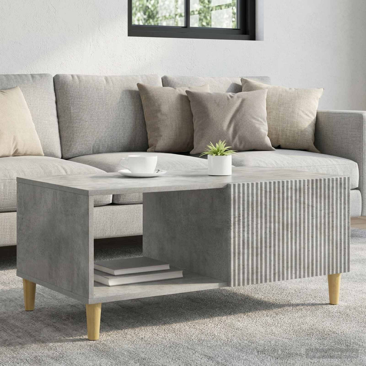Salontafel Betongrijs 90 x 50 x 40 cm Bewerkt hout is nu te koop bij PeponiXL, paradijselijk wonen!