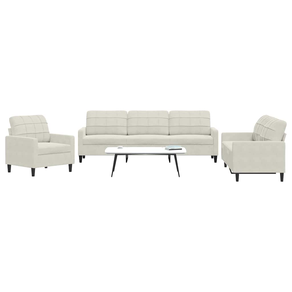 3-delige Loungeset met kussens fluweel crèmekleurig is nu te koop bij PeponiXL, paradijselijk wonen!
