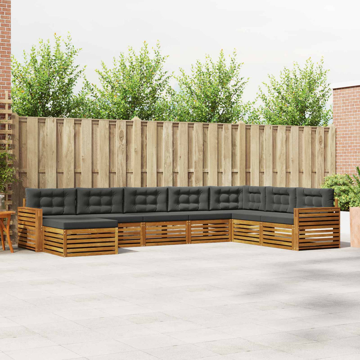 Buiten bankenset met kussen 8 pcs Natuurlijk en Antraciet is nu te koop bij PeponiXL, paradijselijk wonen!