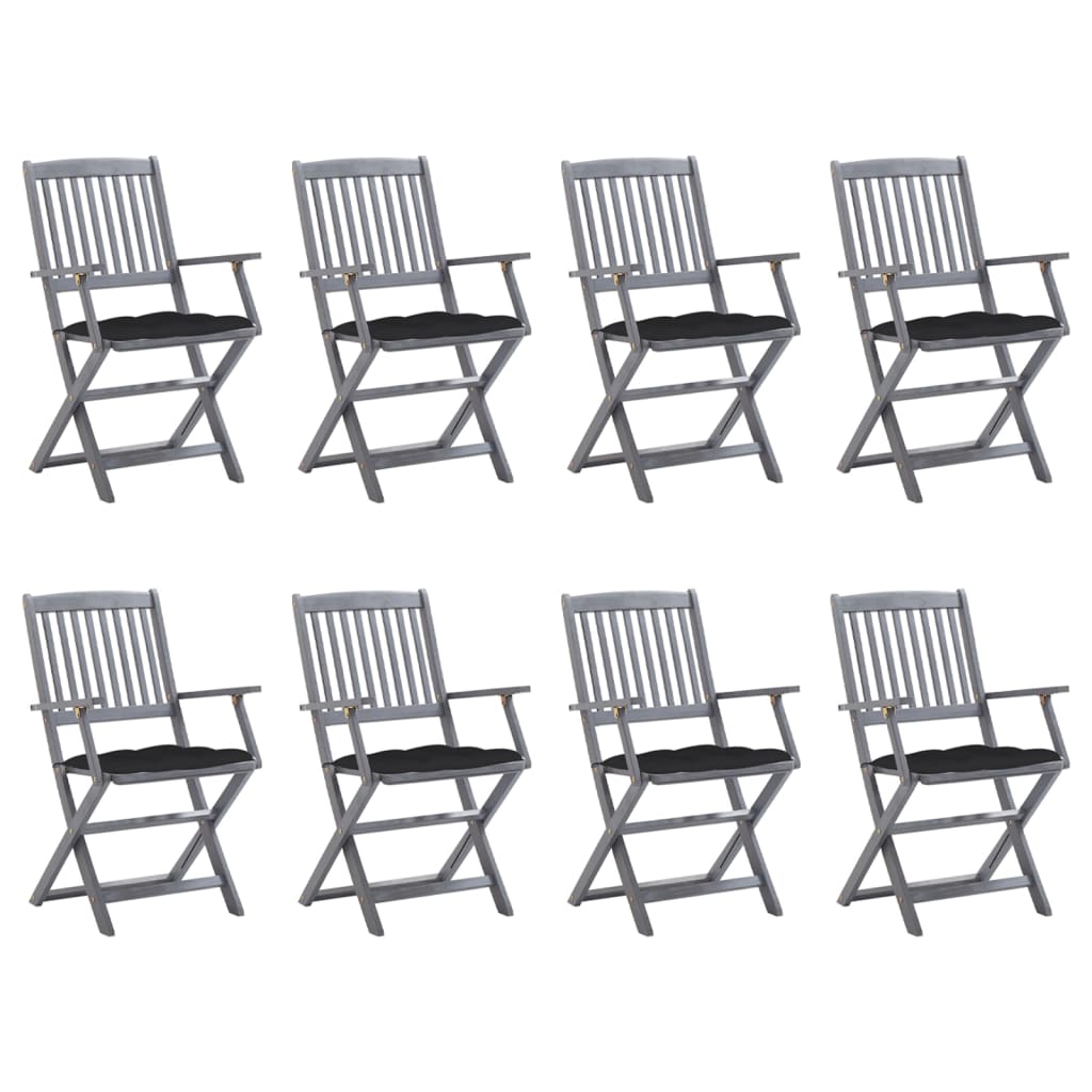 Tuinstoelen 8 st inklapbaar met kussens massief acaciahout is nu te koop bij PeponiXL, paradijselijk wonen!