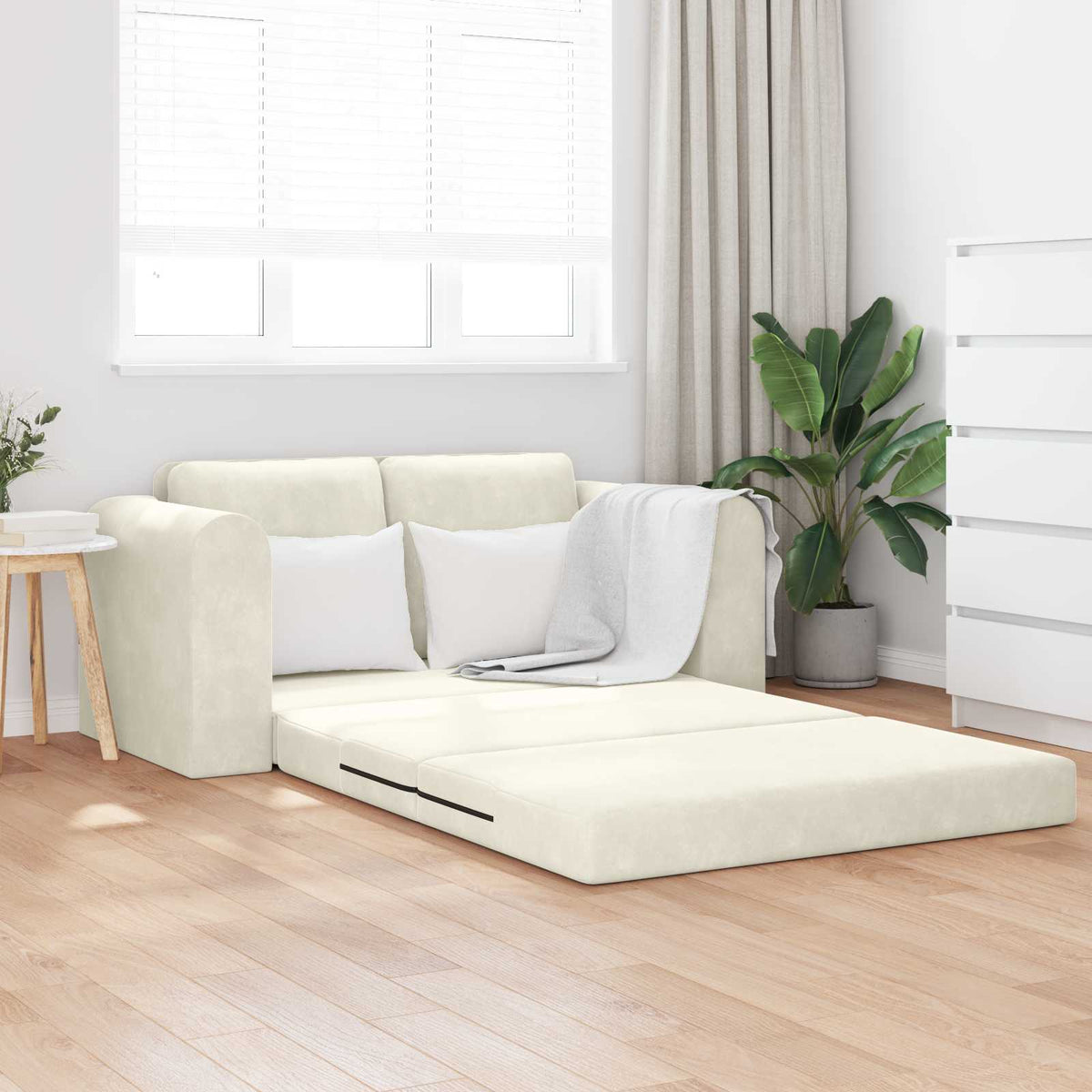 Slaapbank Crème 148 x 71 x 83 cm Fluweel is nu te koop bij PeponiXL, paradijselijk wonen!