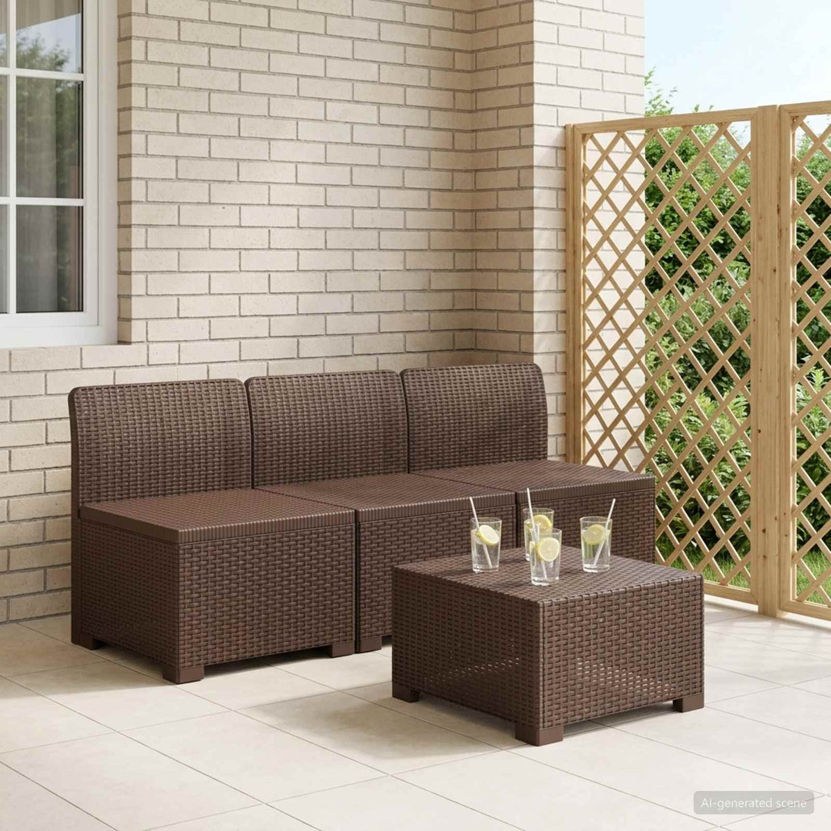 3-zits Tuinbank in Rattan Look PP Bruin is nu te koop bij PeponiXL, paradijselijk wonen!